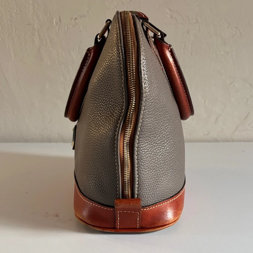 Dooney & Bourke Pebble Grain Zip Zip‎ Satchel, Elephant Gray Leather Handbag